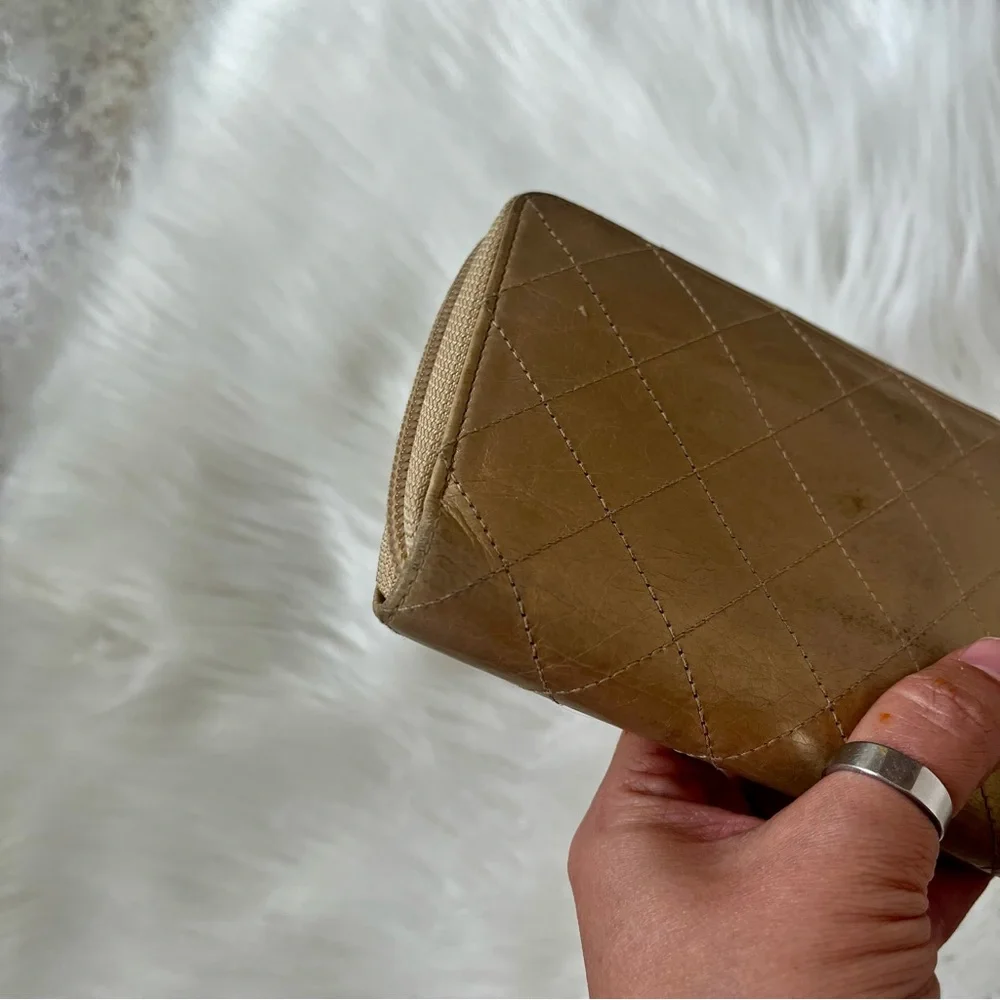 CHANEL Matelasse Gold Quilted Long Zip Around Wallet 31 Series